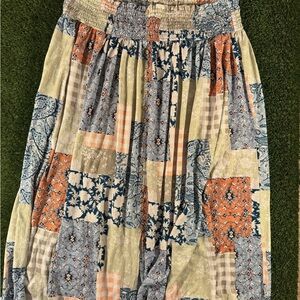 Cato Women's Maxi Skirt in Blue, Orange, and Cream Patchwork